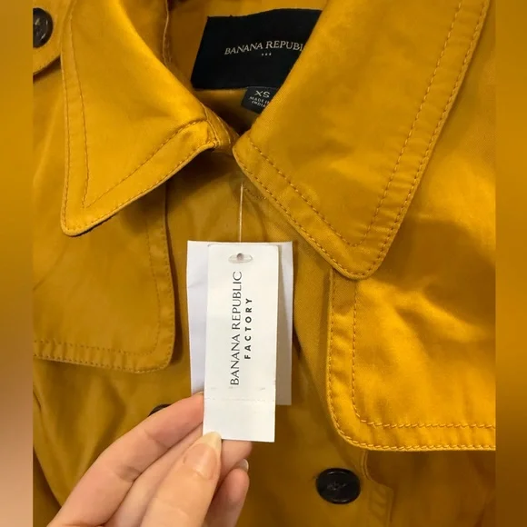 NWT Mustard Double-Breasted Women's Trench Coat XS - Picture 4 of 5